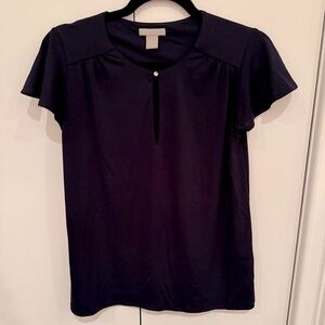 H&M Classy Navy Keyhole Blouse - Size Small